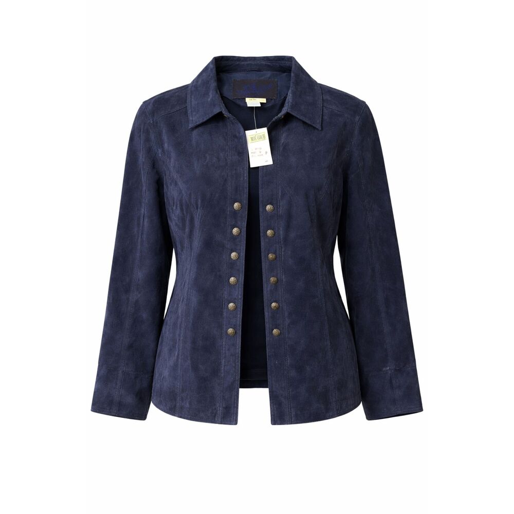 Live A Little Navy Blue Leather Jacket Button Front 1X NWT